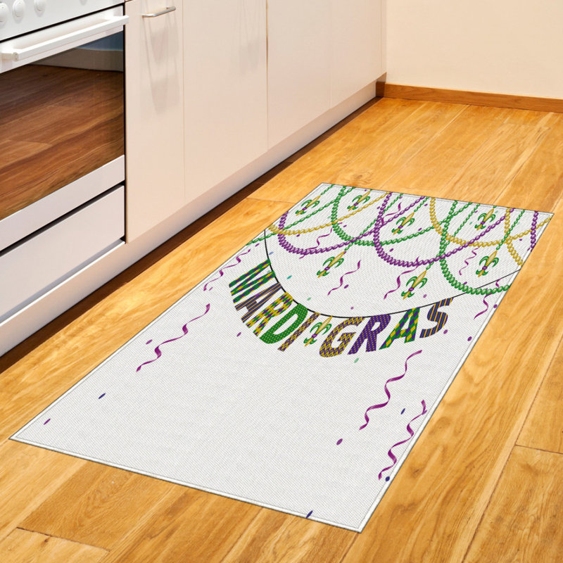 Tapis décoratif en fibres de polyester à haute densité Mardi Gras, Rectangle— 4 pi x 5 pi 8 po