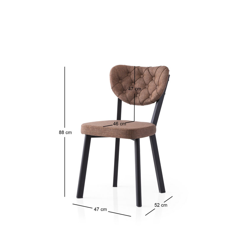 Ensemble de chaises modernes (2 pièces), noir et brun, 18,1 po x 33,9 po x 21,3 po | Structure 100% fer, siège en panneau de particules recouvert de mélamine, dossier en contreplaqué | Élégant et durable, parfait pour la salle à manger ou le bureau, capacité de 385 lb