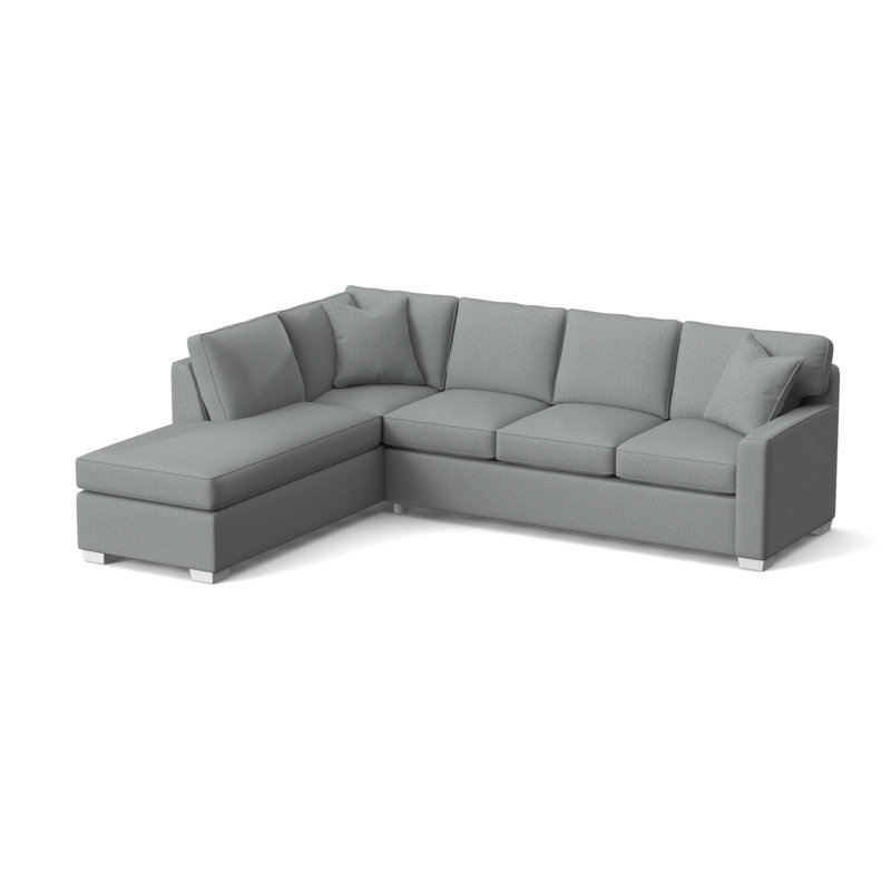 Frye Sofa and Chaise, Left Hand Facing, Frost White, Light Blue Performance Fabric; 0851-55