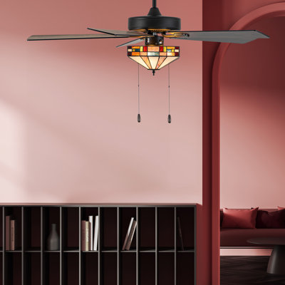 Ventilateur de plafond en vitrail d'intérieur 52 po avec télécommande Kyle