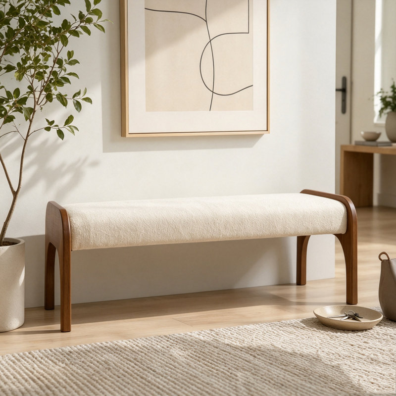 Banc long rembourré 50,25 po, Beige