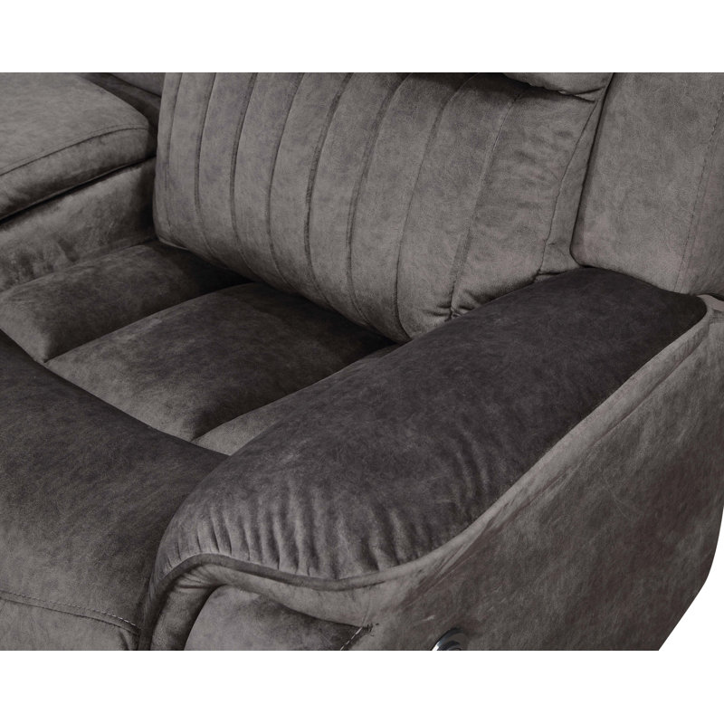 Canapé modulaire inclinable réversible en velours Adeodato, Velours gris foncé, Électrique