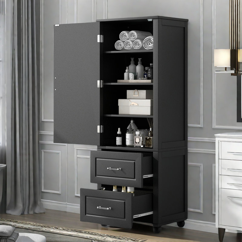 Cobham Cobham With Two Drawers, Adjustable Open Shelves And Acrylic Handles, Black