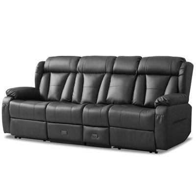 Canapé inclinable manuel de 90,6 po - Fauteuil inclinable à 3 places avec console, table pliante et prises intégrées, canapé inclinable pour le salon, les véhicules récréatifs et le cinéma maison