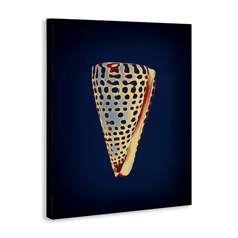 Art mural coquillage sur toile bleue  par Graffi *ee Studios, H 40 po x l 30 po