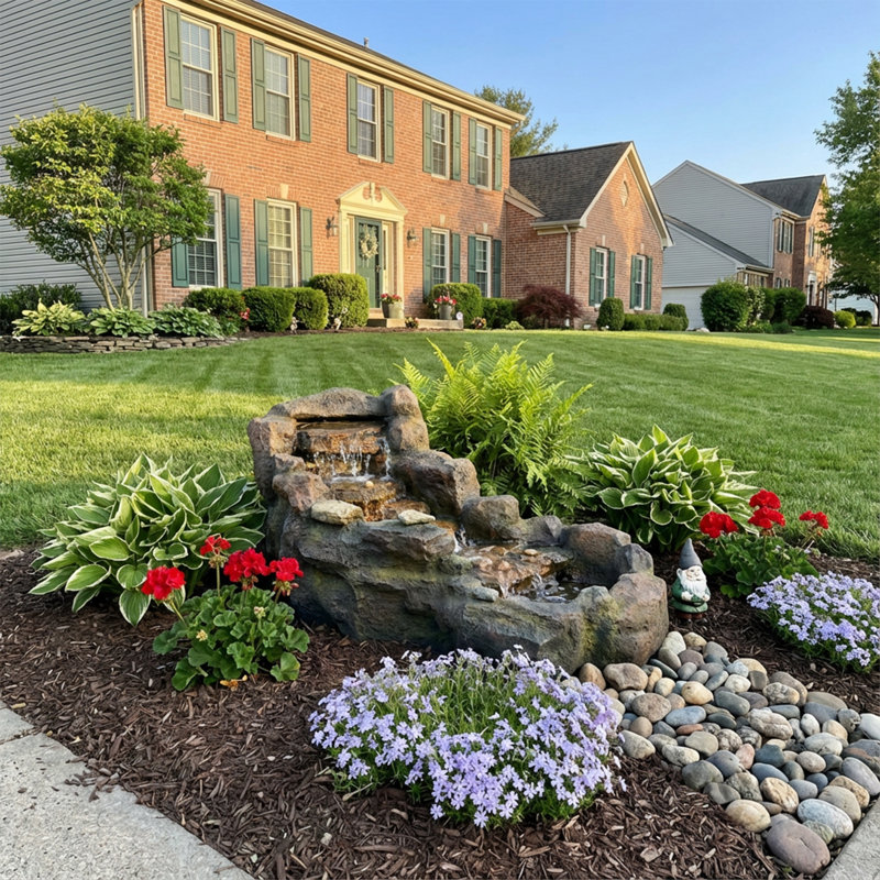 Arani Hand Crafted Weather Resistant Rock Fountain with Light