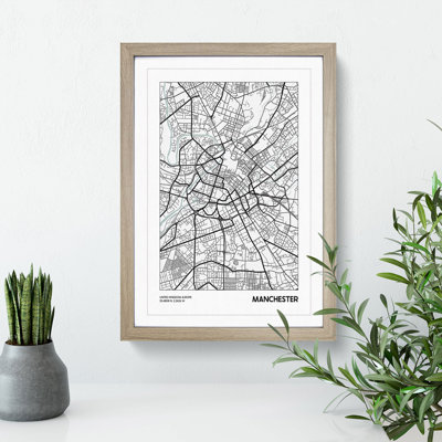 Map Manchester UK - Picture Frame Graphic Art