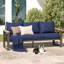 Mobilier de patio extérieur en aluminium, canapé d'extérieur toutes saisons à 3 places avec coussin en oléfine de 6 po et accoudoirs larges-429599845