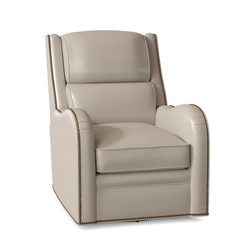 Stellan Recliner, Outsider Raven Genuine Leather, #9 French Natural, Swivel Glider with Manual Recline & Inside Release