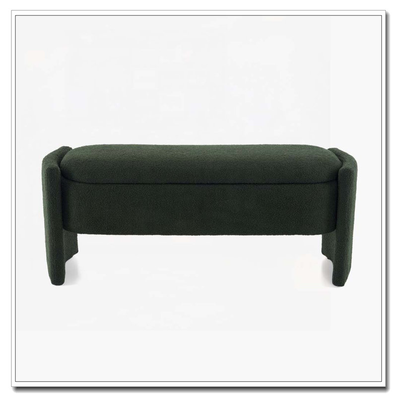 Banc de rangement rembourré Boucle, Vert foncé