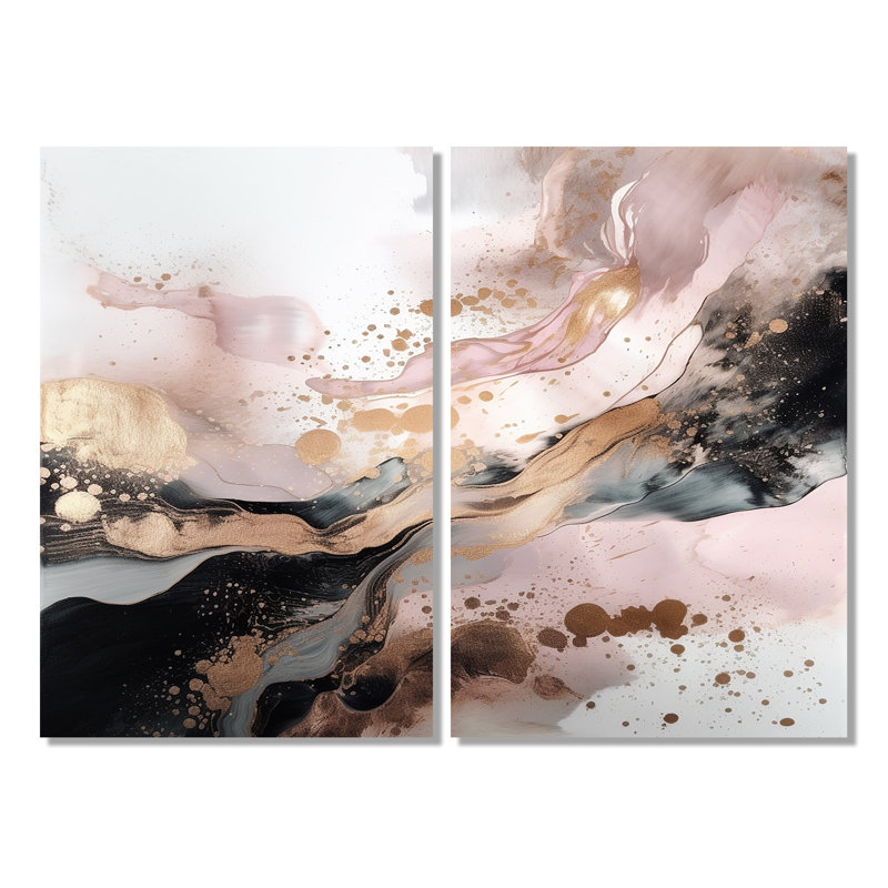 Texture or rose Splash Marble IV - art mural abstrait en marbre, 36" H x 48" W, Wrapped Canvas, Does Not Apply