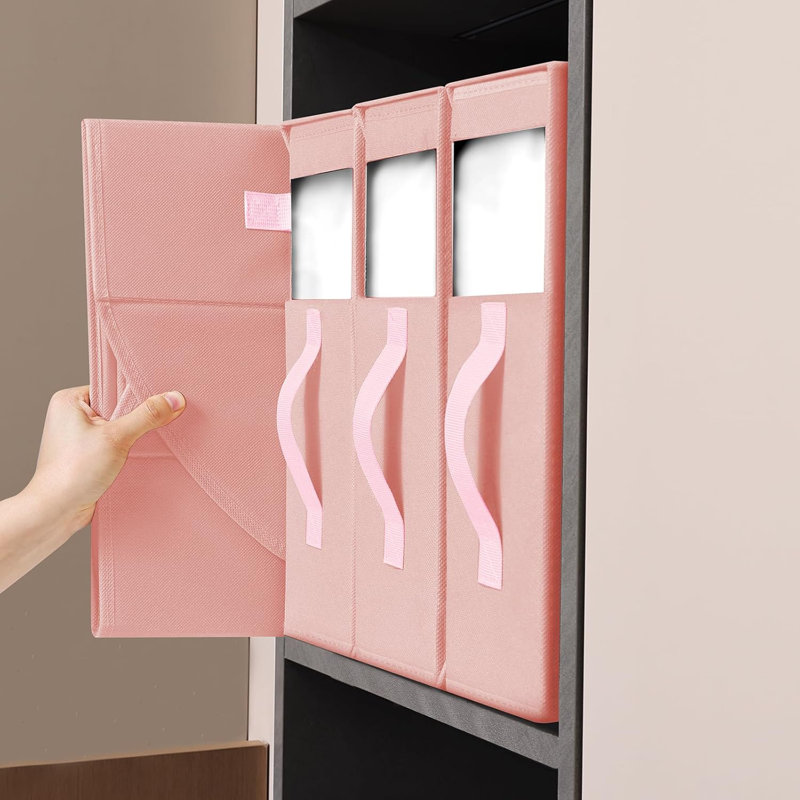 Organisateur de draps de lit et paquet de 8, organisateur de garde-robe pliable en lin avec fenêtre, boîte de rangement pour les couvertures et les housses de couette
