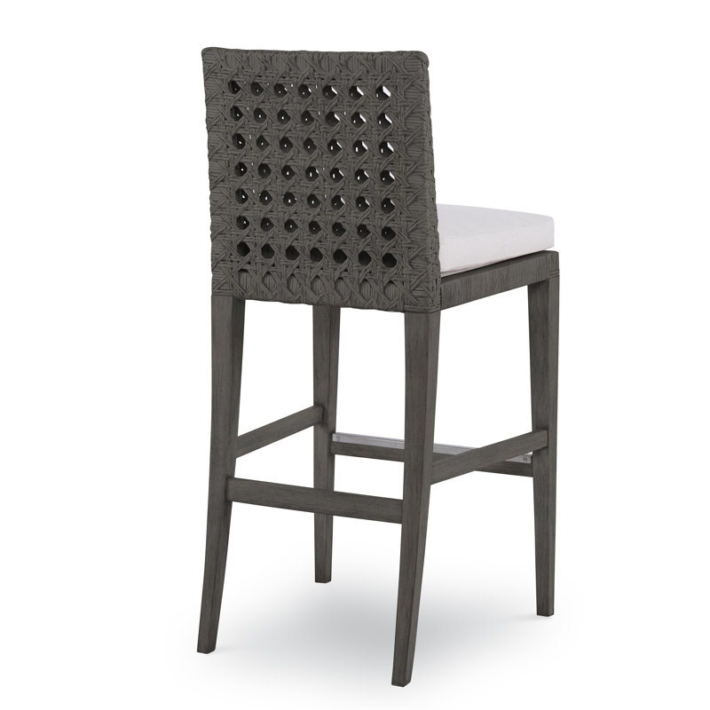 Caribe Upholstered Stool with Solid Wood Frame, Mink Gray, Bar Stool (27.25" Seat Height)