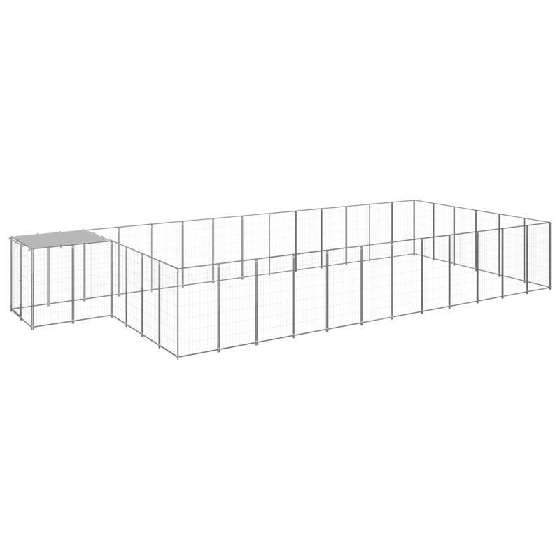 Popel 43.31cm H Metal Yard Kennel With Door, Silver