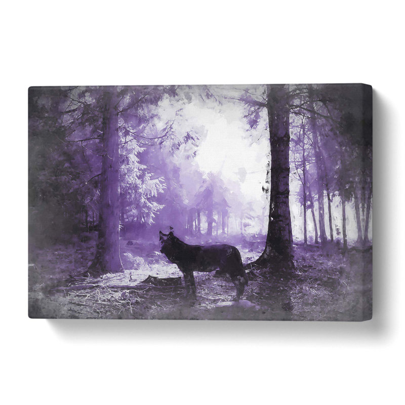 Black Wolf in a Purple Forest - Wrapped Canvas, 76.2 cm H x 50.8 cm W