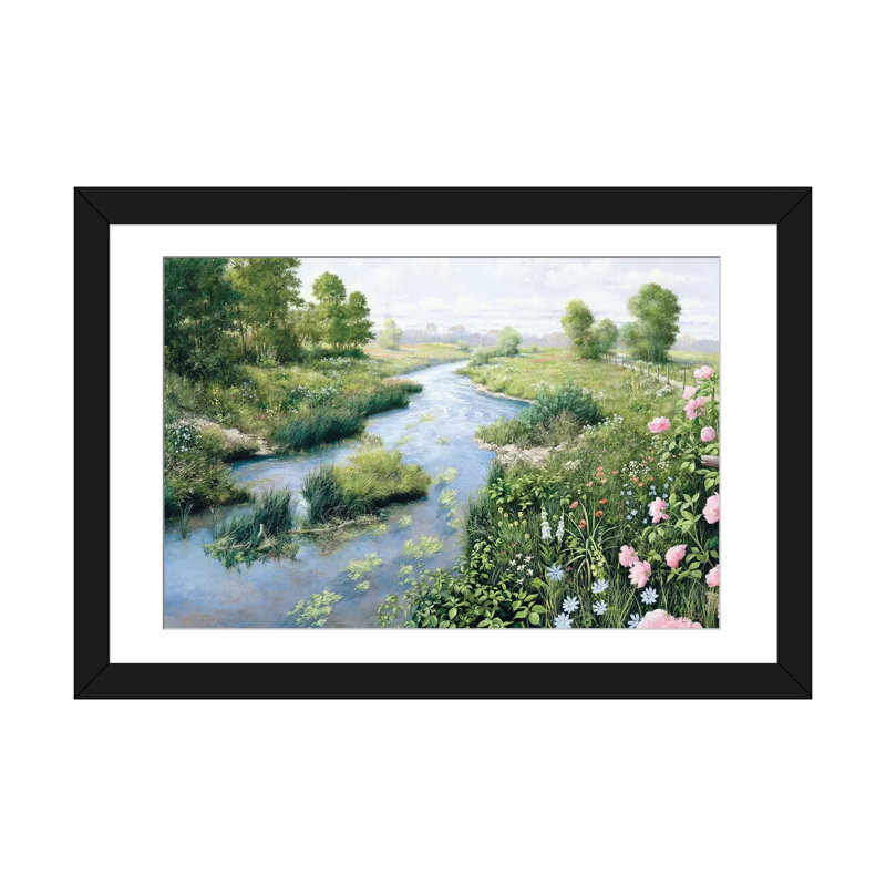 «Summer», reproduction sur toile, Papier d'art encadré noir, H 16 po x l 24 po x P 1 po, Blanc