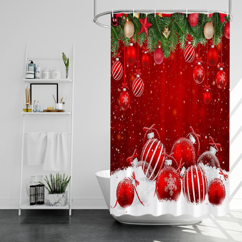Rideau de douche de Noël Rideau de douche de Noël rouge