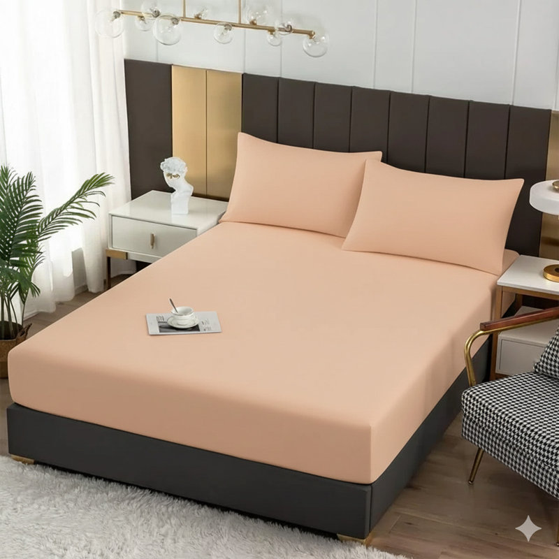 Ultra Soft 200 Thread Count Microfiber Fitted Sheet, Double (4'6), Peach