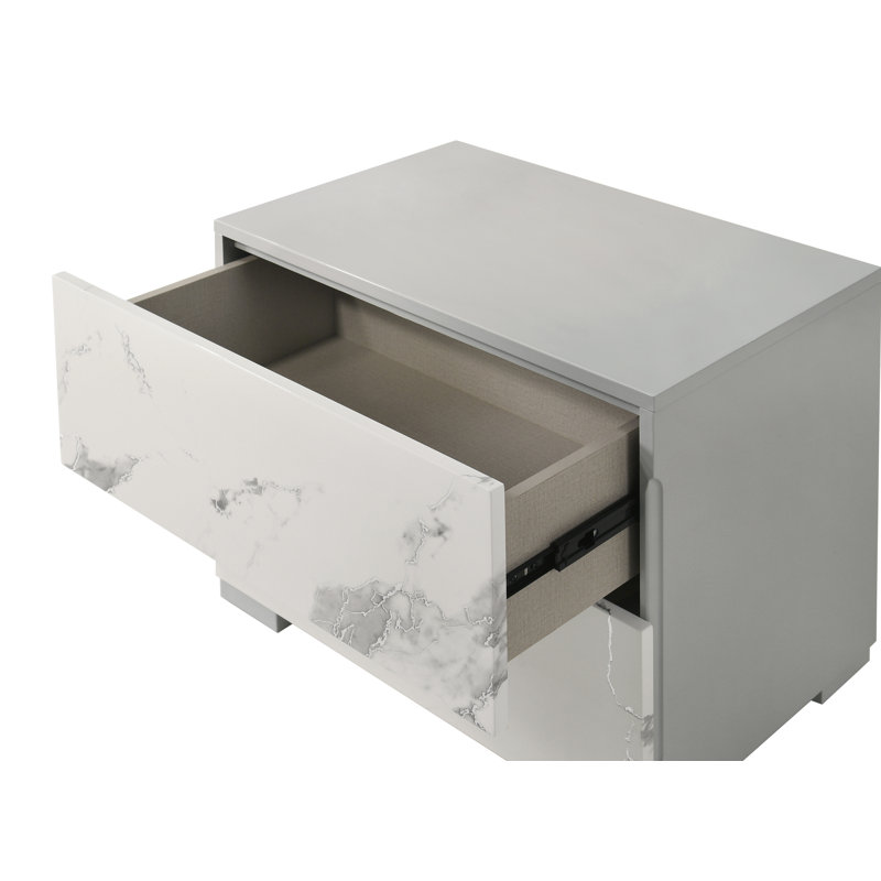 Londonderry Gray With Marble Effect Nightstand