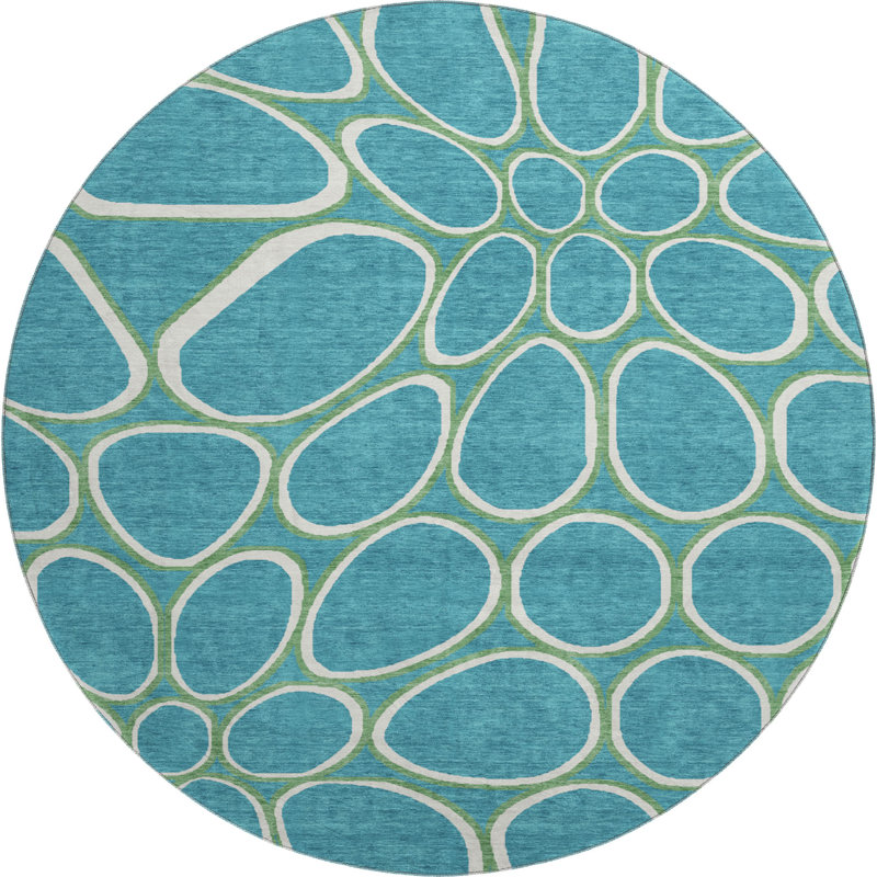 Premium Machine Washable Cossette AMF1041 Circles Rug, Round 8'