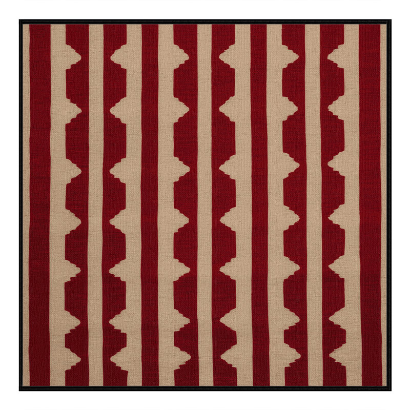 Tapis rouge en treillis lavable à la machine, Carré 7 pi