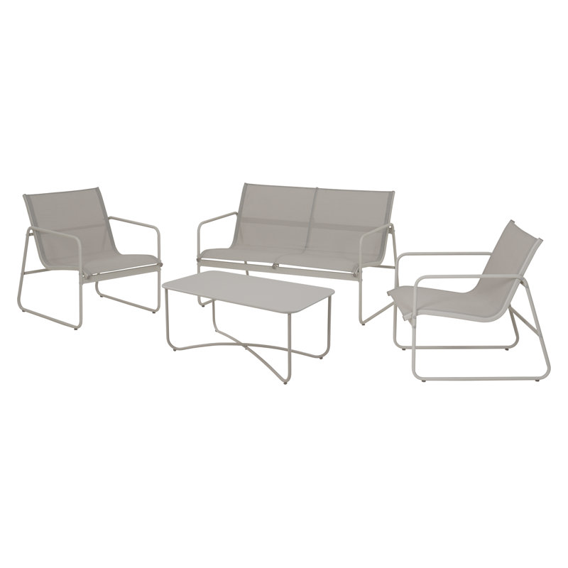 4 Person Seating Group with Textile Seats, Sandy Grey