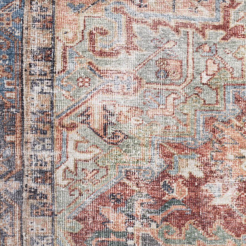 Tapis médaillon vintage en polyester tissé à la machine Bungalow Rose, Rectangle 3 pi 9 po x 5 pi 6 po