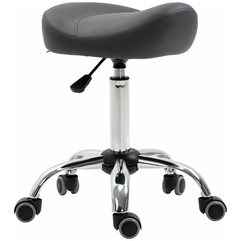 Lewey Adjustable Height Lab Stool with Wheels, Black