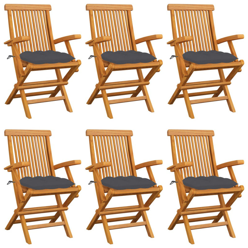 Chaise de patio en teck avec coussins Apollinaire, Anthracite