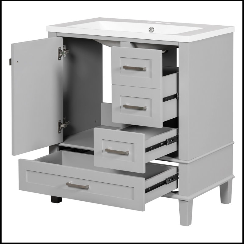 Ensemble de meuble-lavabo simple avec plateau Samit 18,00, Gris