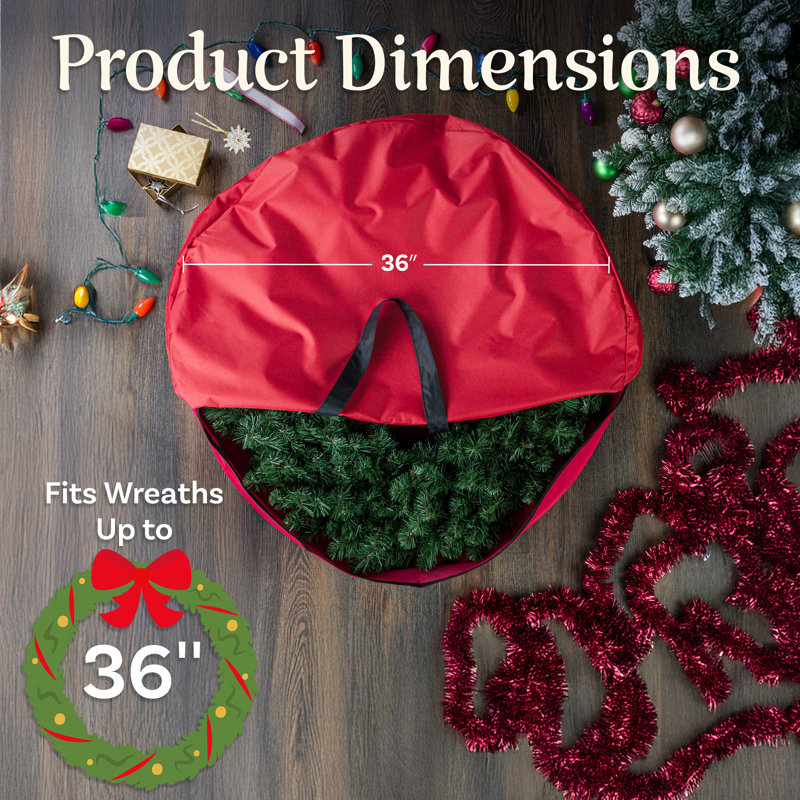 Rangement pour couronne de Noël Alpert résistant à l'humidité, Rouge, H 10 po x l 36 po x P 36 po