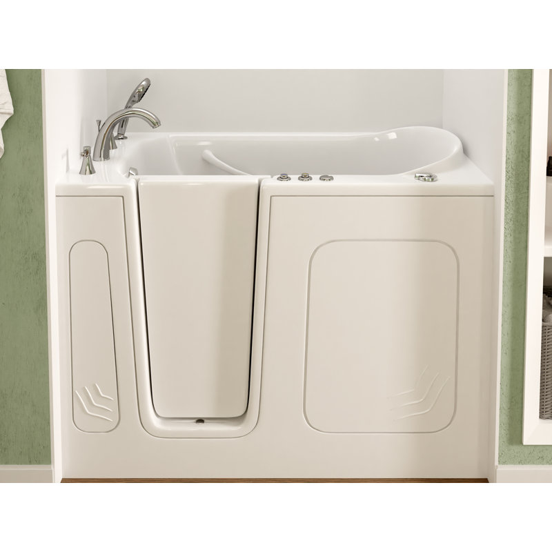 Therapeutic Tubs 30 in. x 54 in. Left Drain Quick Fill Walk-In Whirlpool Tub with Powered Fast Drain in White, Left, White