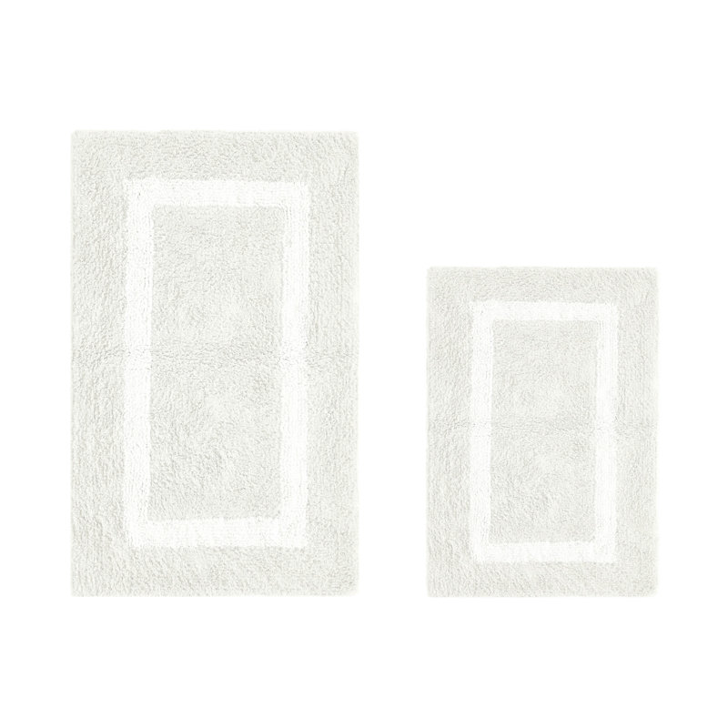 Ensemble de tapis pour salle de bain 2 pièces 100% coton 2370 g / m² Broshouse, tapis de salle de bain touffeté ultra moelleux, super absorbant certifié OEKO-TEX®, réversible, lavable à la machine, confort semblable au spa, ivoire / blanc