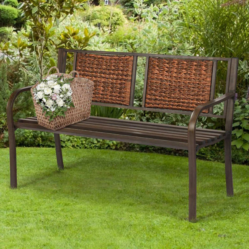 Banc de jardin avec dossier en osier