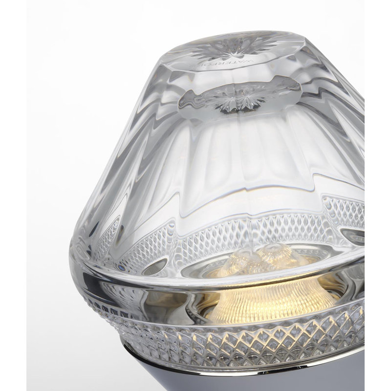 Waterford Copper Coast 5" Rechargeable Accent Lamp with Clear Crystal, Silver