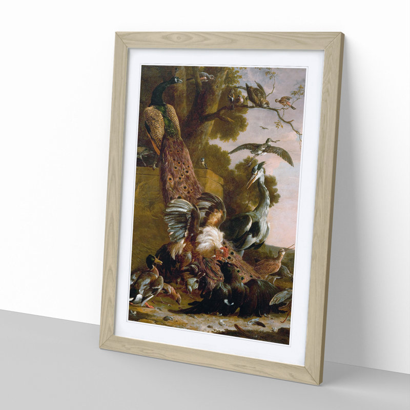 The Raven Robbed of the Feathers by Melchior D'Hondecoeter - Picture Frame Painting, Oak Framed, 48cm H x 36cm W x 2cm D
