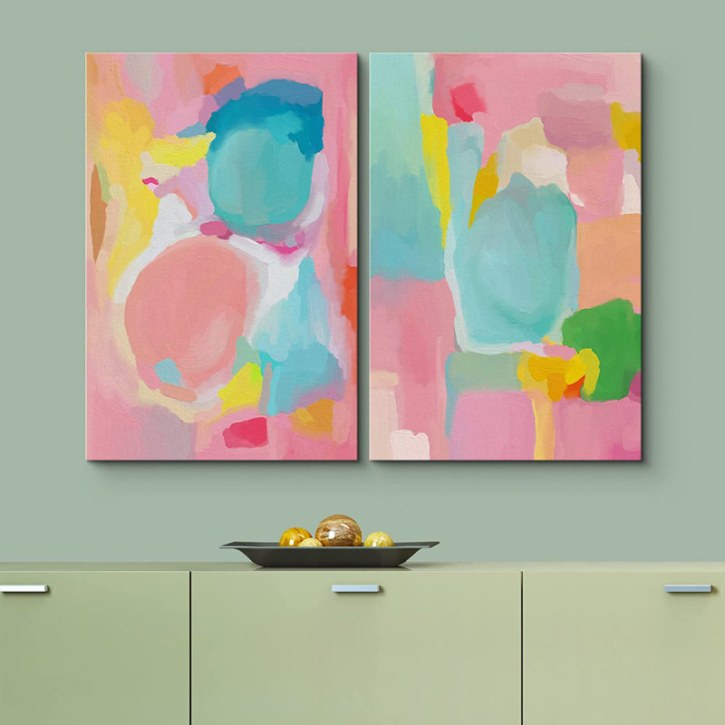 Colorful Brushstrokes On Canvas 2 Pieces Painting