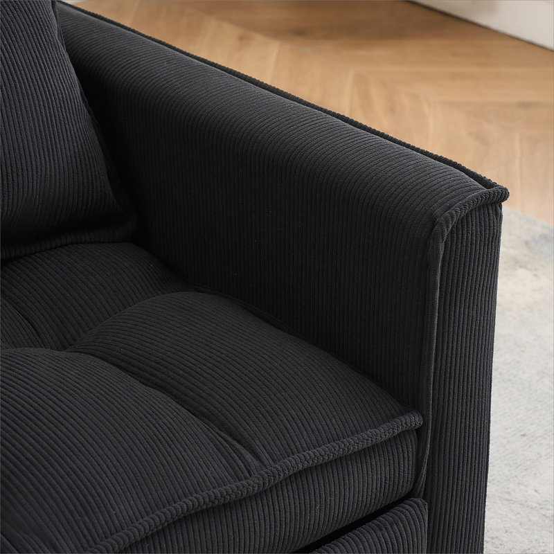 Cubbindall Upholstered Convertible Sofa Bed,Sleeper Sofa,Sofa,Modern Sofa,Accent Sofa, Black Corduroy