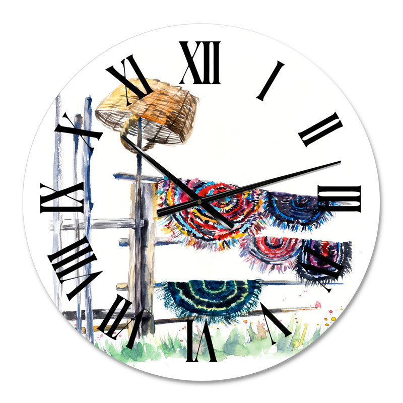 Tapis russes sur une ligne de séchage - horloge murale mondiale, Petit