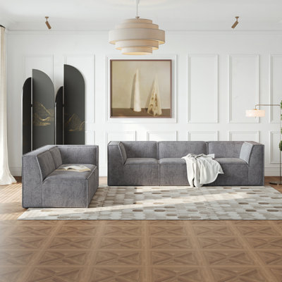 106*106" Chenille Modular L Shaped Sectional Sofa