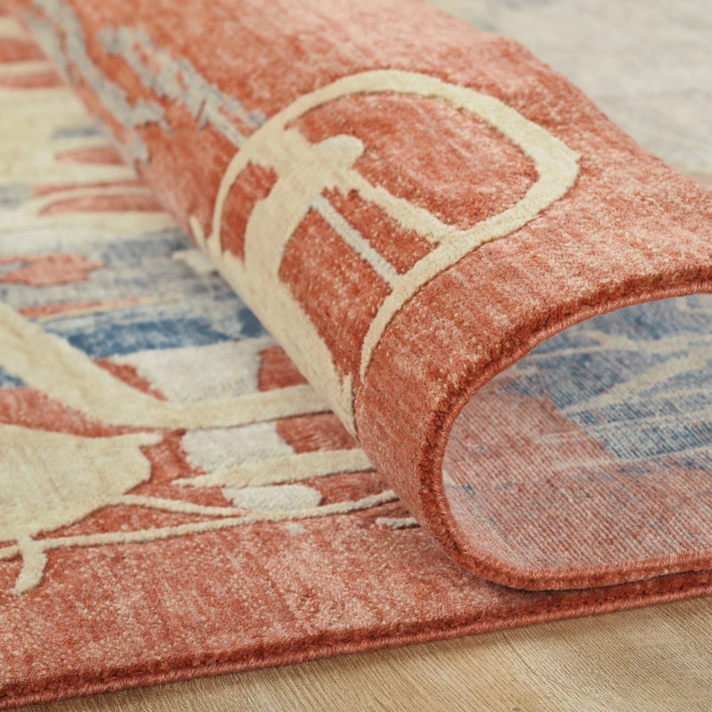 Studio Glyphs by Katie Merz Terracotta Field Wool Handcrafted Area Rug, Rectangle 9'9" x 12'6"