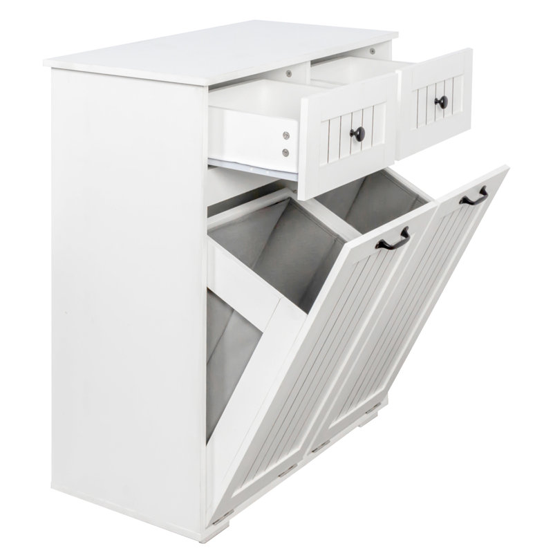 Armoire à linge avec 2 paniers à linge amovibles et 2 tiroirs