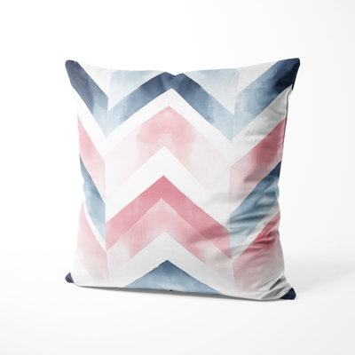 Contemporary Boho Sofa Throw Pillow - Pink And Blue Boho Chevron Printed Cushion