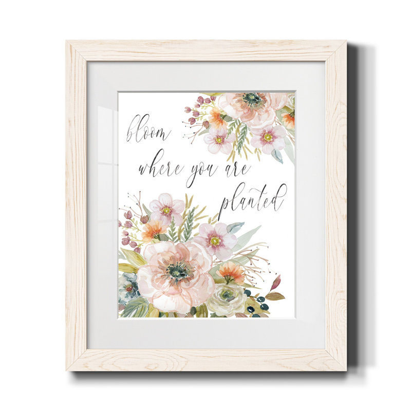 «Peach Bloom I», peinture encadrée sur papier, H 24 po x l 18 po x P 1,5 po, Blanc