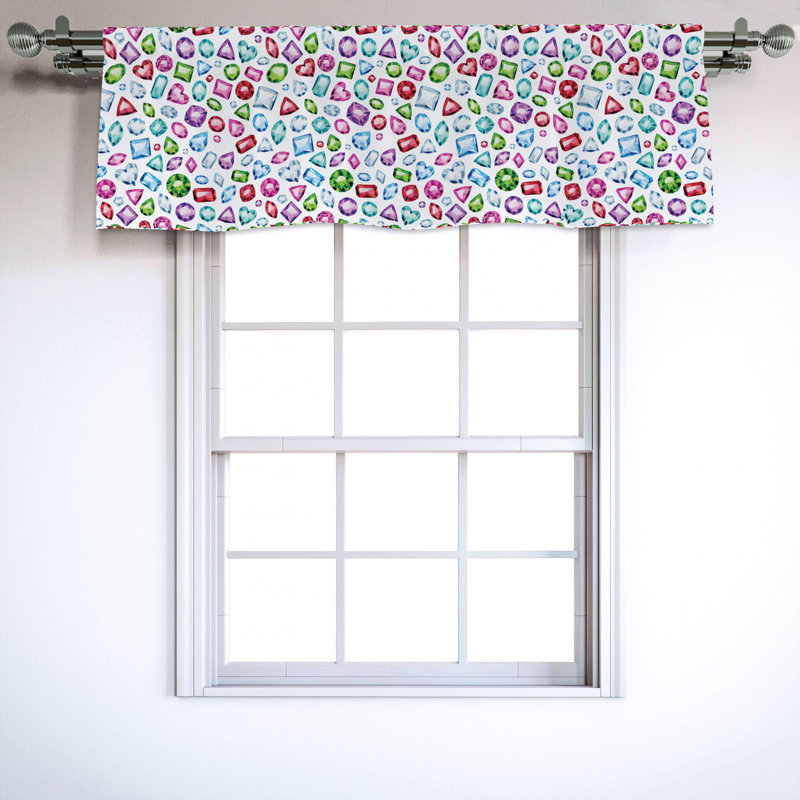 Sateen Geometric Ruffled Window Valance