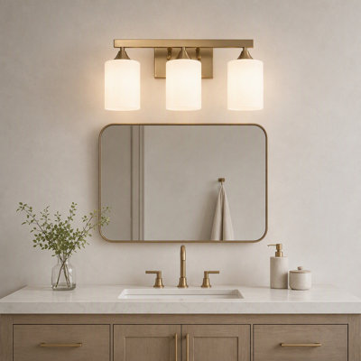 Applique murale 4 lumières pour salle de bain moderne en or brossé et verre givré