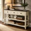 Console de style rétro avec 2 étagères ouvertes, structure en pin massif pour salon-1324601284-1324601287-1324601289