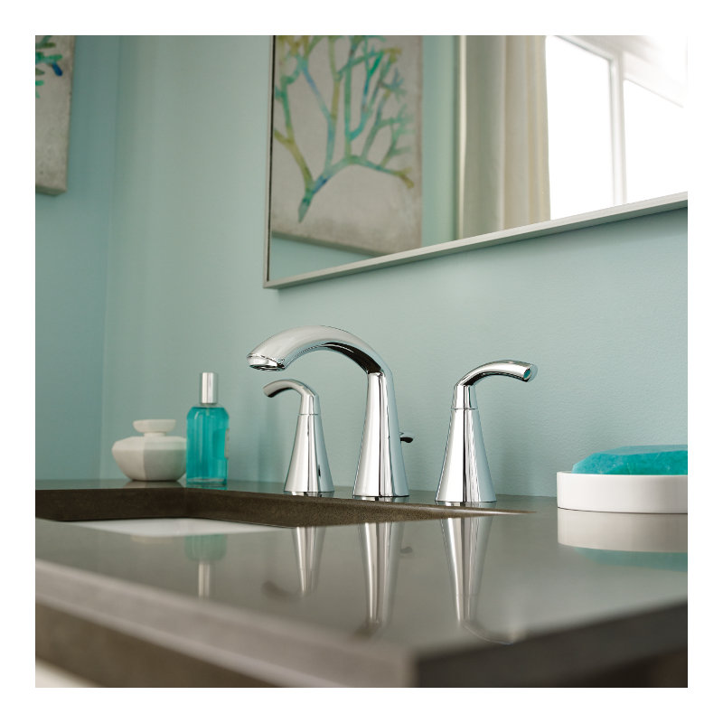 Glyde Widespread Bathroom Faucet with Drain Assembly, Chrome