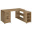 Bureau d'ordinateur à 3 tiroirs en bois de manguier avec plan de travail spacieux Caelum - Solution de bureau à domicile moderne