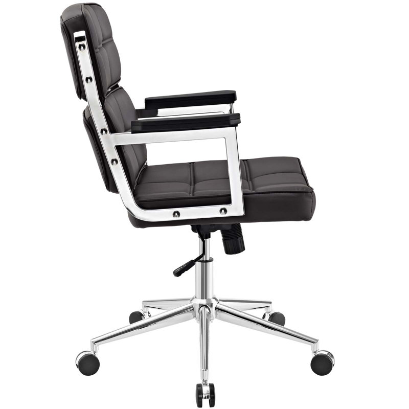 Chaise de bureau rembourrée en vinyle Portray, Brun